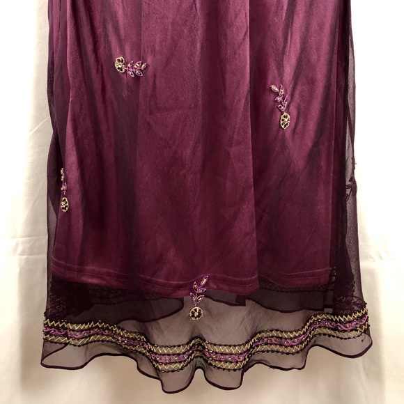 Marina Silk embellished sheer overlay midi dress 4 - Picture 4 of 7